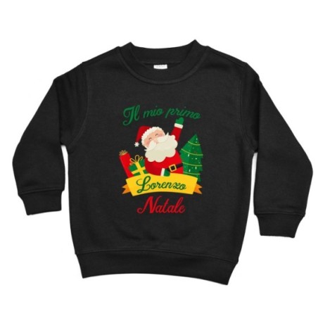 Felpa bambino personalizzata con nome il mio primo natale babbo natale Natale