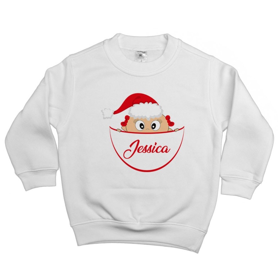 Felpa bambino personalizzata con nome bimbo con cappello natalizio Natale