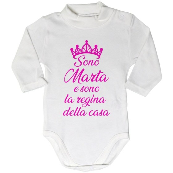 Body lupetto neonato personalizzato con nome sono il re la regina della casa Divertenti