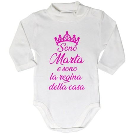Body lupetto neonato personalizzato con nome sono il re...