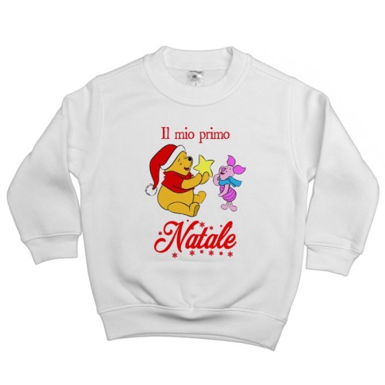 Felpa bambino personalizzabile con nome winnie the pooh il mio primo natale Natale