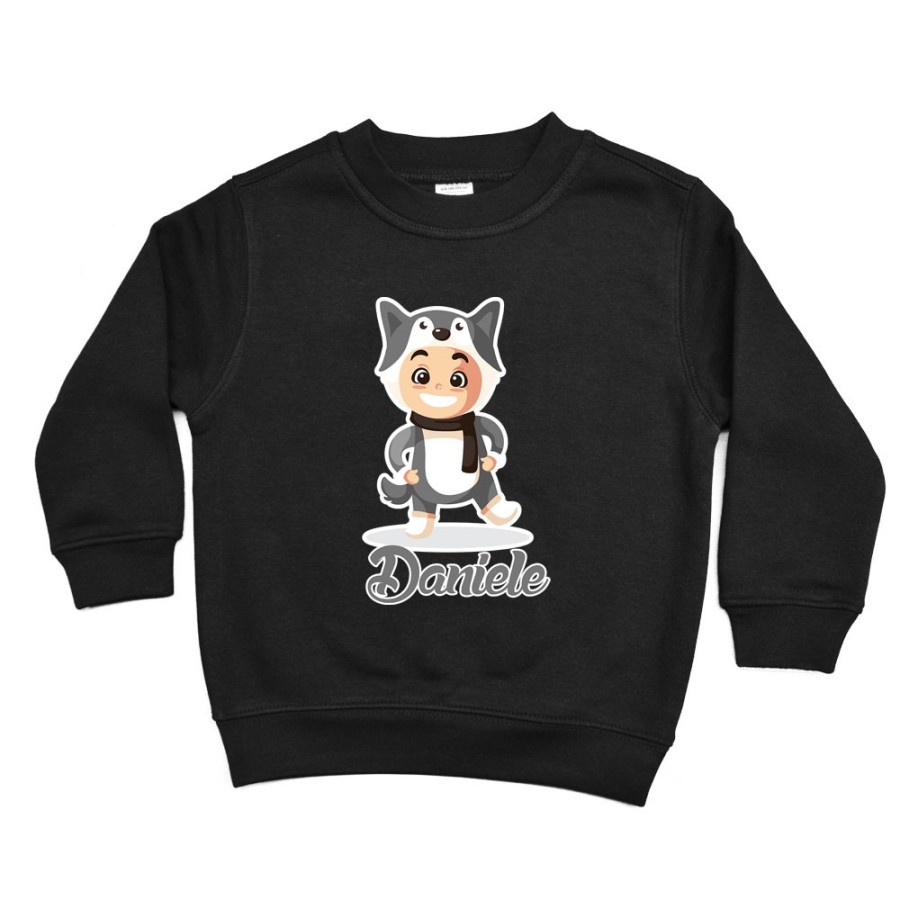 Felpa bambino personalizzata con nome baby lupo Natale