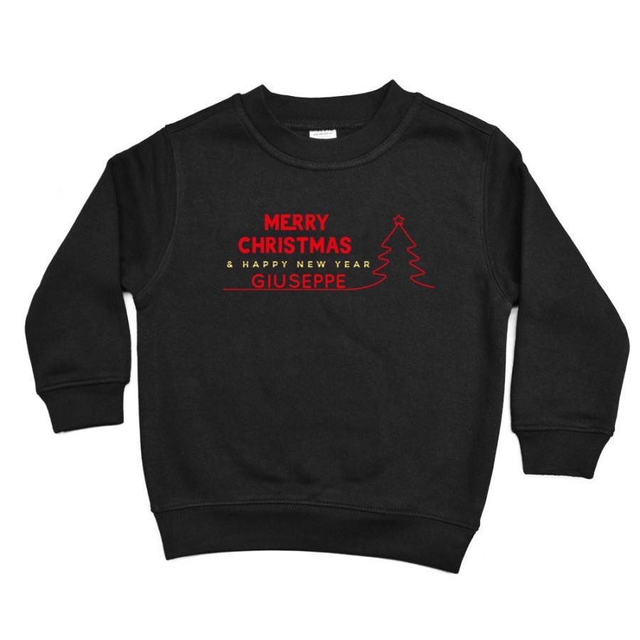 Felpa bambino personalizzata con nome merry christmas and happy new year Natale