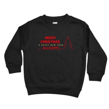 Felpa bambino personalizzata con nome merry christmas and...