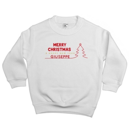 Felpa bambino personalizzata con nome merry christmas and happy new year Natale