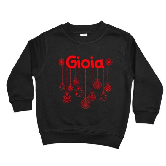Felpa bambina personalizzata con nome e addobbi natalizi Natale