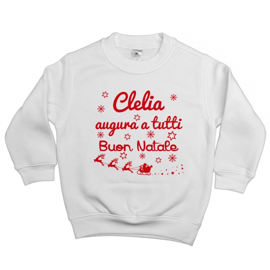 Felpa bambino personalizzata con nome augura a tutti buon natale Natale