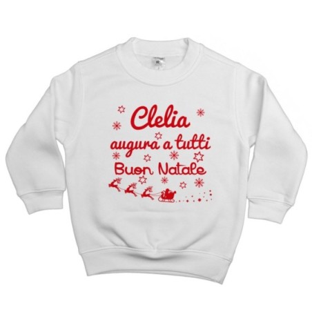 Felpa bambino personalizzata con nome augura a tutti buon natale Natale
