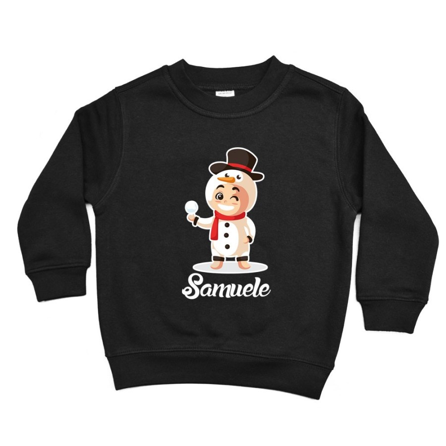 Felpa bambino personalizzata con nome baby pupazzo di neve Natale