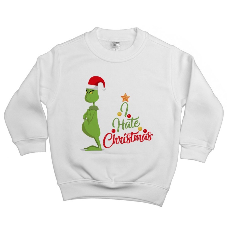 Felpa bambino personalizzabile con nome i hate christmas grinch Natale