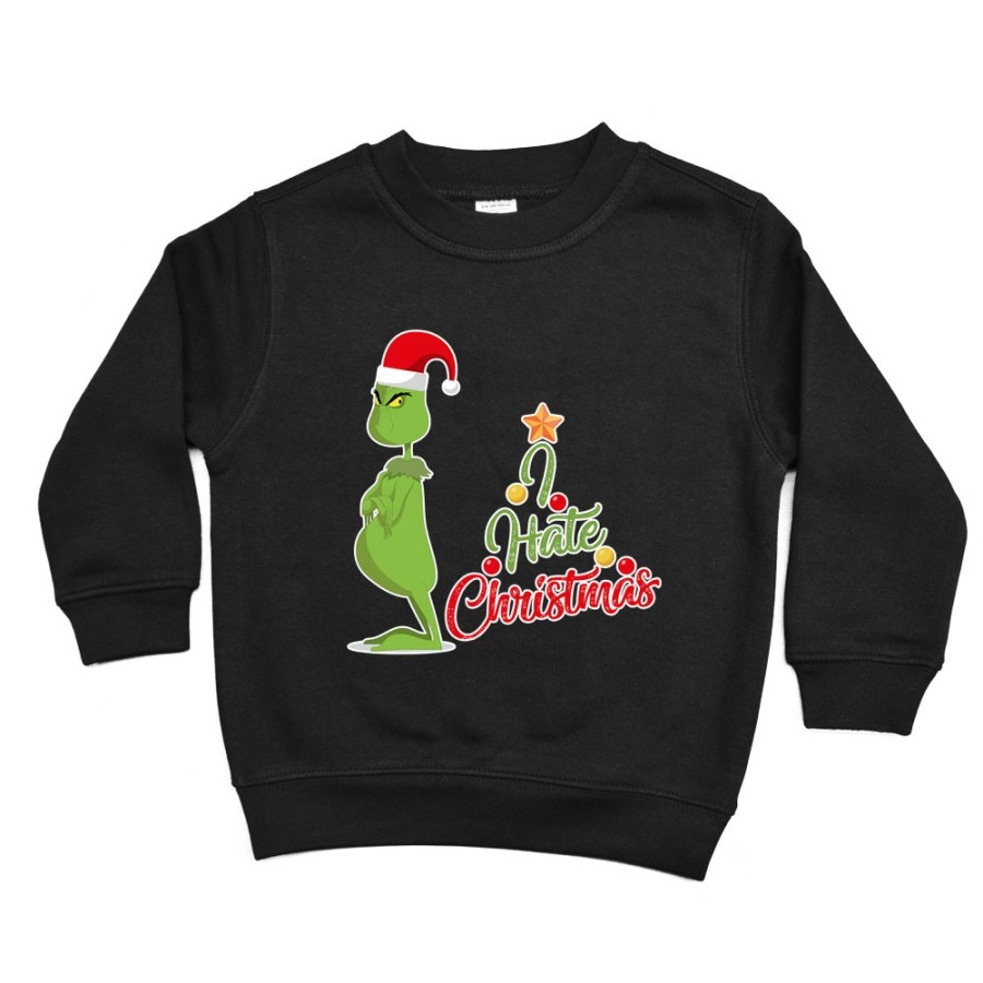 Felpa bambino personalizzabile con nome i hate christmas grinch Natale