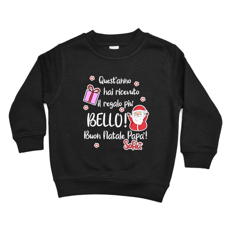 Felpa bambino personalizzata con nome papà quest'anno hai ricevuto il regalo più bello natale Natale