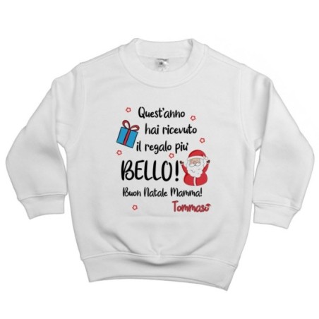 Felpa bambino personalizzata con nome papà quest'anno hai ricevuto il regalo più bello natale Natale