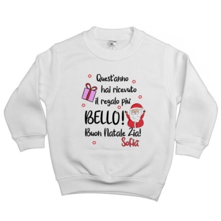 Felpa bambino personalizzata con nome zio quest'anno hai ricevuto il regalo più bello natale Natale