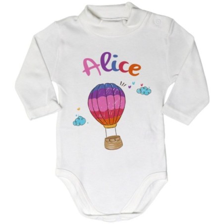 Body lupetto neonata personalizzato con nome mongolfiera...