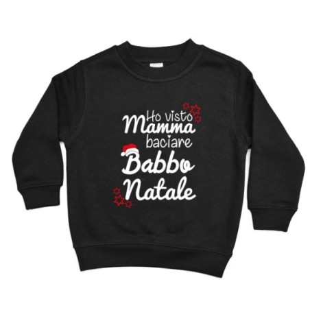 Felpa bambino ho visto mamma baciare babbo natale Natale