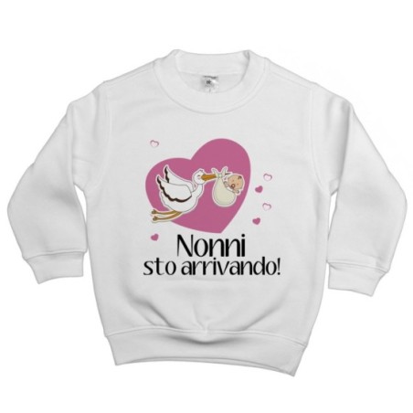 Felpa bambino nonno nonni sto arrivando con cicogna e...