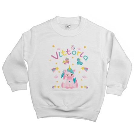 Felpa bambino personalizzata con nome baby unicorno con...