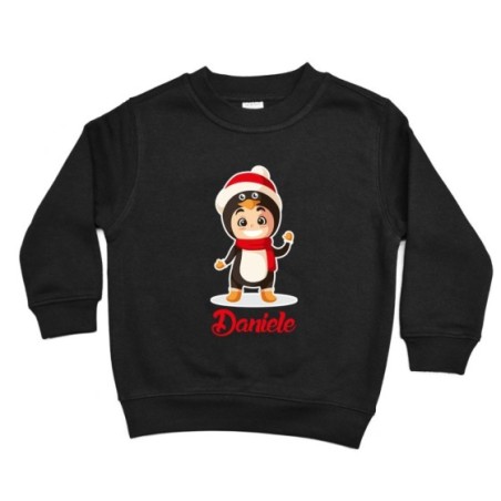 Felpa bambino personalizzata con nome baby pinguino