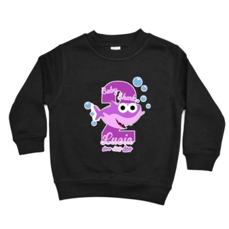 Felpa bambino personalizzata con nome festa a tema baby shark Compleanno