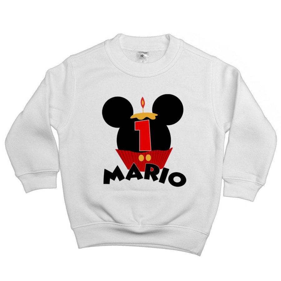 Felpa bambino personalizzata con nome festa a tema topolino cupcake Compleanno