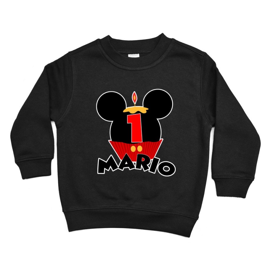 Felpa bambino personalizzata con nome festa a tema topolino cupcake Compleanno