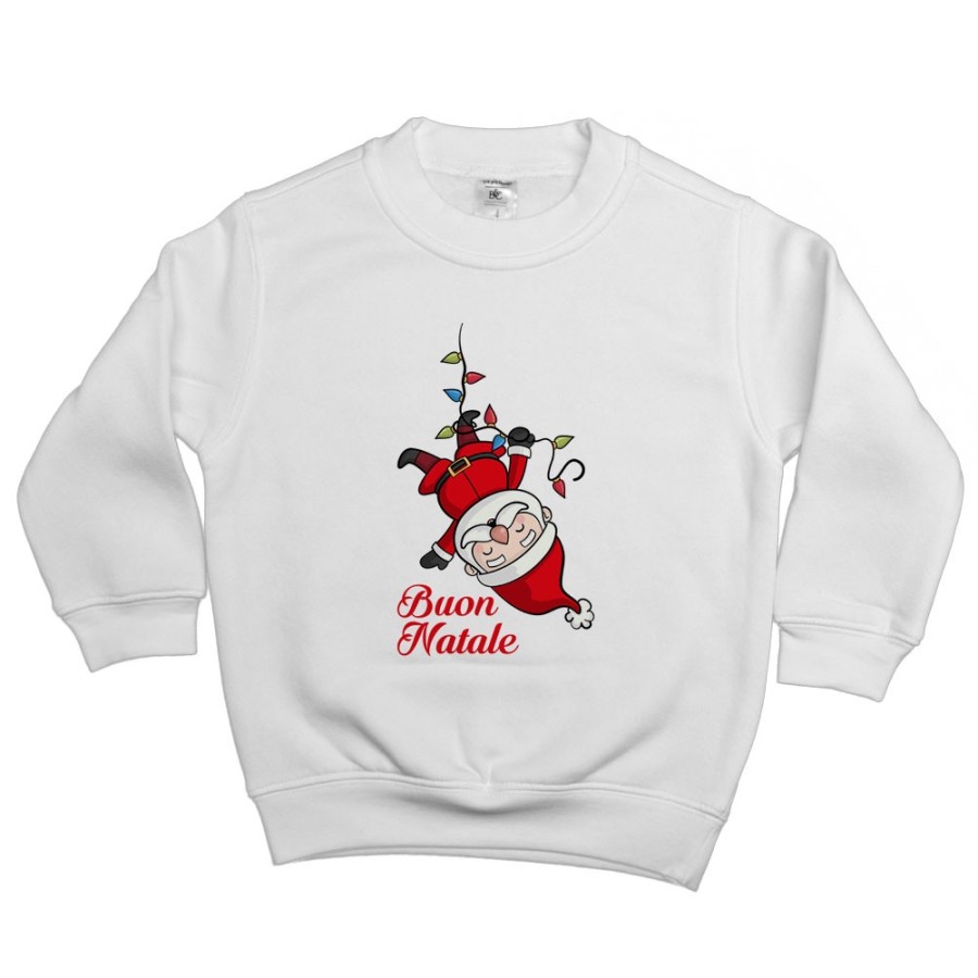 Felpa bambino personalizzabile con nome babbo natale con luci natalizie Natale