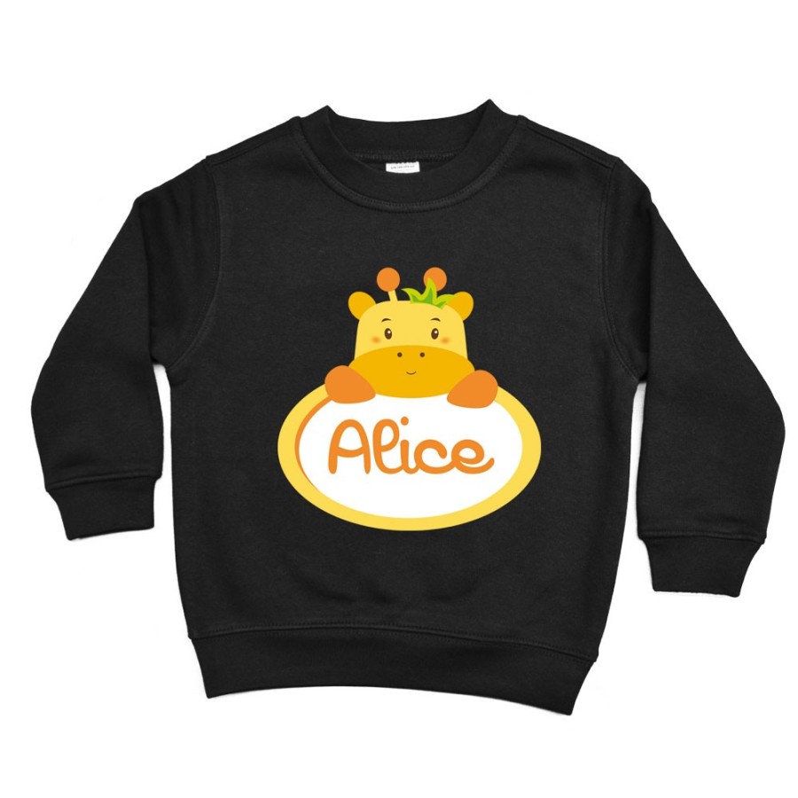 Felpa bambina personalizzata con nome giraffa Divertenti