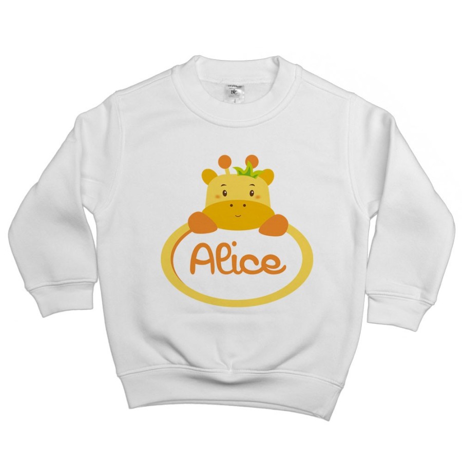 Felpa bambina personalizzata con nome giraffa Divertenti