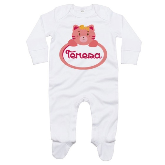 Tutina neonata personalizzata con nome gattino Divertenti