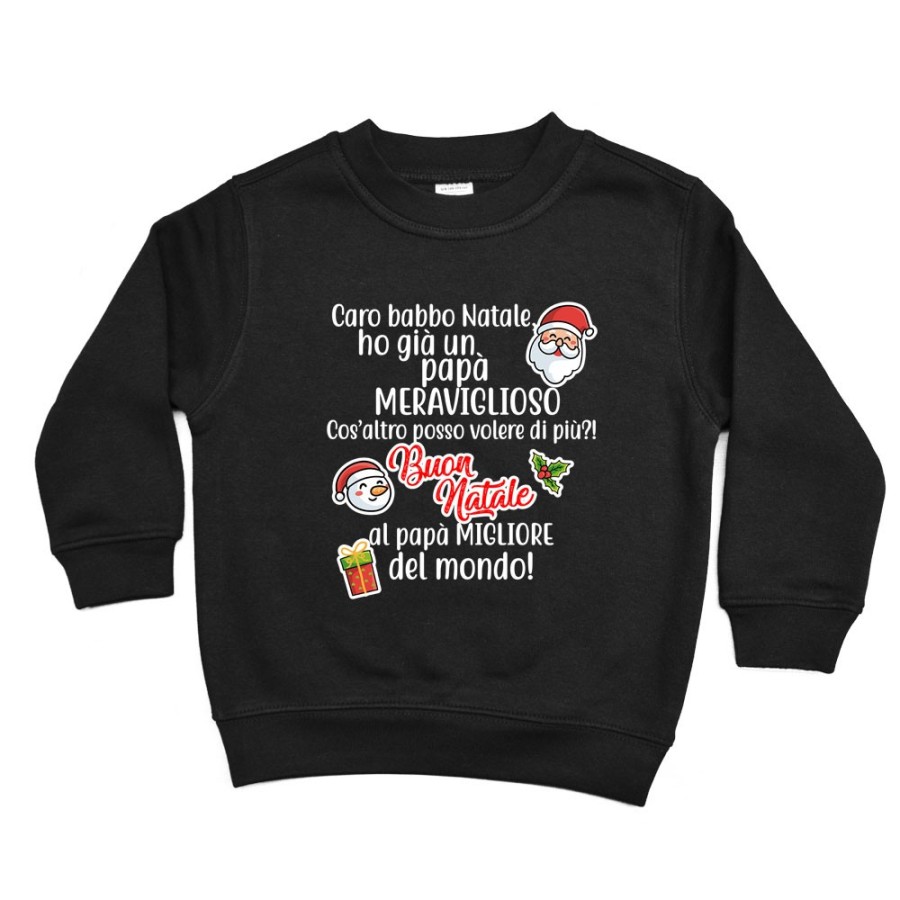 Felpa bambino personalizzabile con nome caro babbo natale ho una mamma meravigliosa Natale