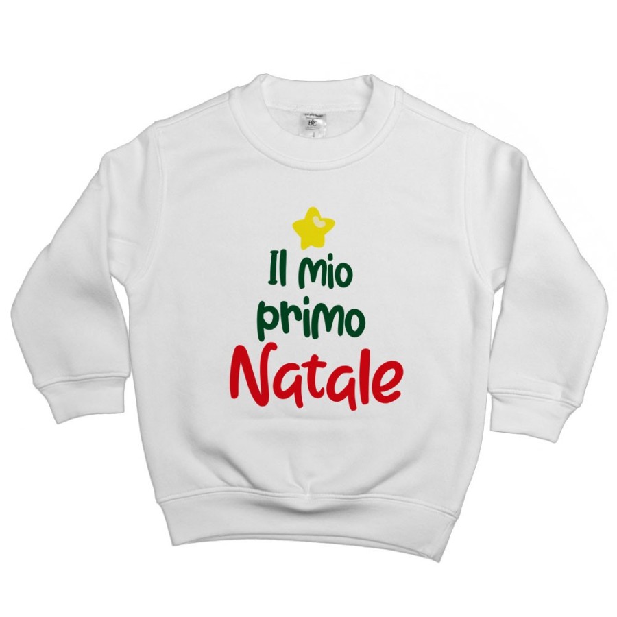 Felpa bambino personalizzabile con nome il mio primo natale a forma di albero Natale
