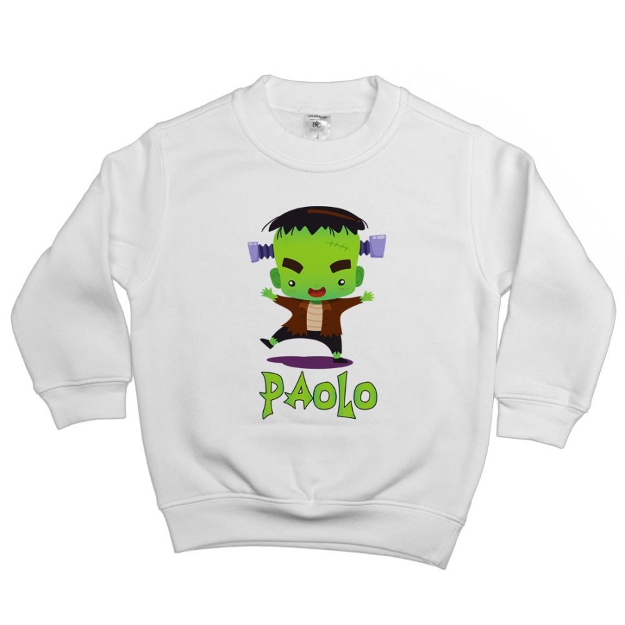 Felpa bambino personalizzata con nome piccolo frankenstein Halloween