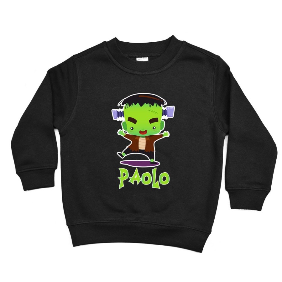 Felpa bambino personalizzata con nome piccolo frankenstein Halloween