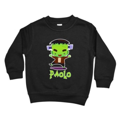 Felpa bambino personalizzata con nome piccolo frankenstein Halloween