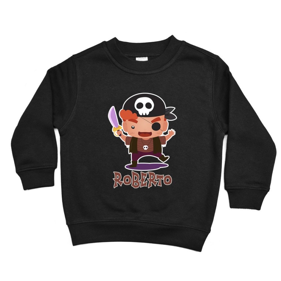 Felpa bambino personalizzata con nome piccolo pirata Halloween