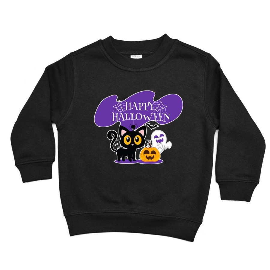 Felpa bambino happy halloween con gattino zucca e fantasmino Halloween