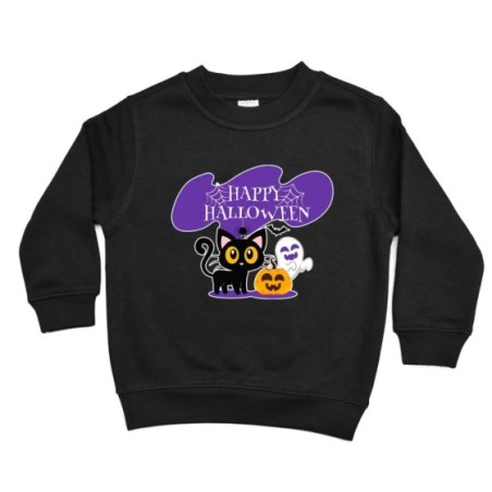 Felpa bambino happy halloween con gattino zucca e fantasmino Halloween
