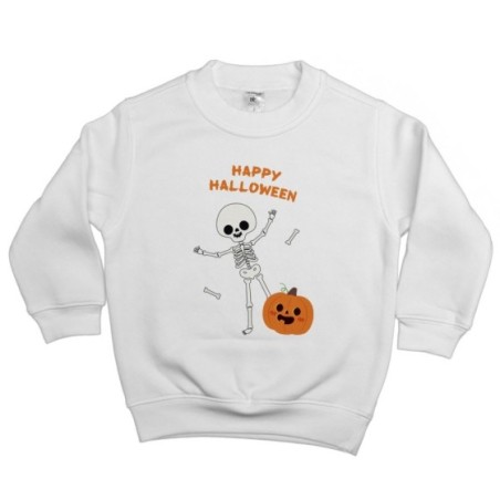 Felpa bambino happy halloween con scheletro e zucca...
