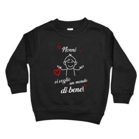 Felpa bambino nonno nonni ti voglio vi voglio un mondo di bene Per i nonni