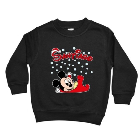 Felpa bambino personalizzata con nome baby topolino tra la neve Natale