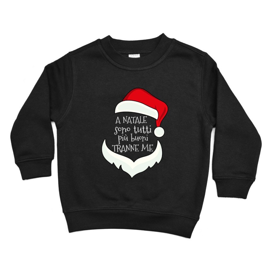 Felpa bambino personalizzabile con nome a natale sono tutti più buoni tranne me Natale