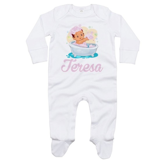 Tutina neonata personalizzata con nome bimba nella vasca Divertenti