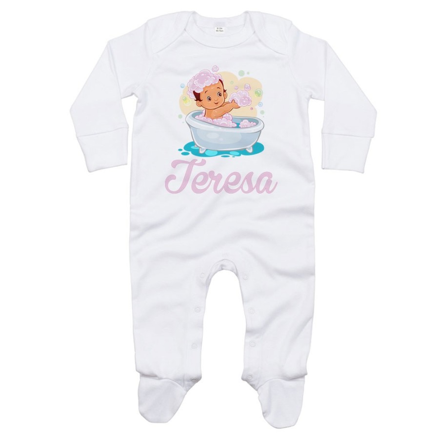 Tutina neonata personalizzata con nome bimba nella vasca Divertenti