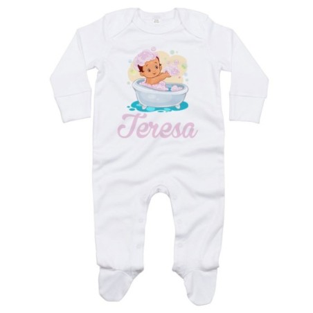 Tutina neonata personalizzata con nome bimba nella vasca Divertenti