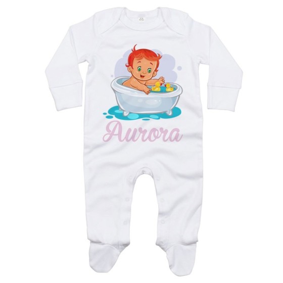 Tutina neonata personalizzata con nome bimba con paperelle Divertenti