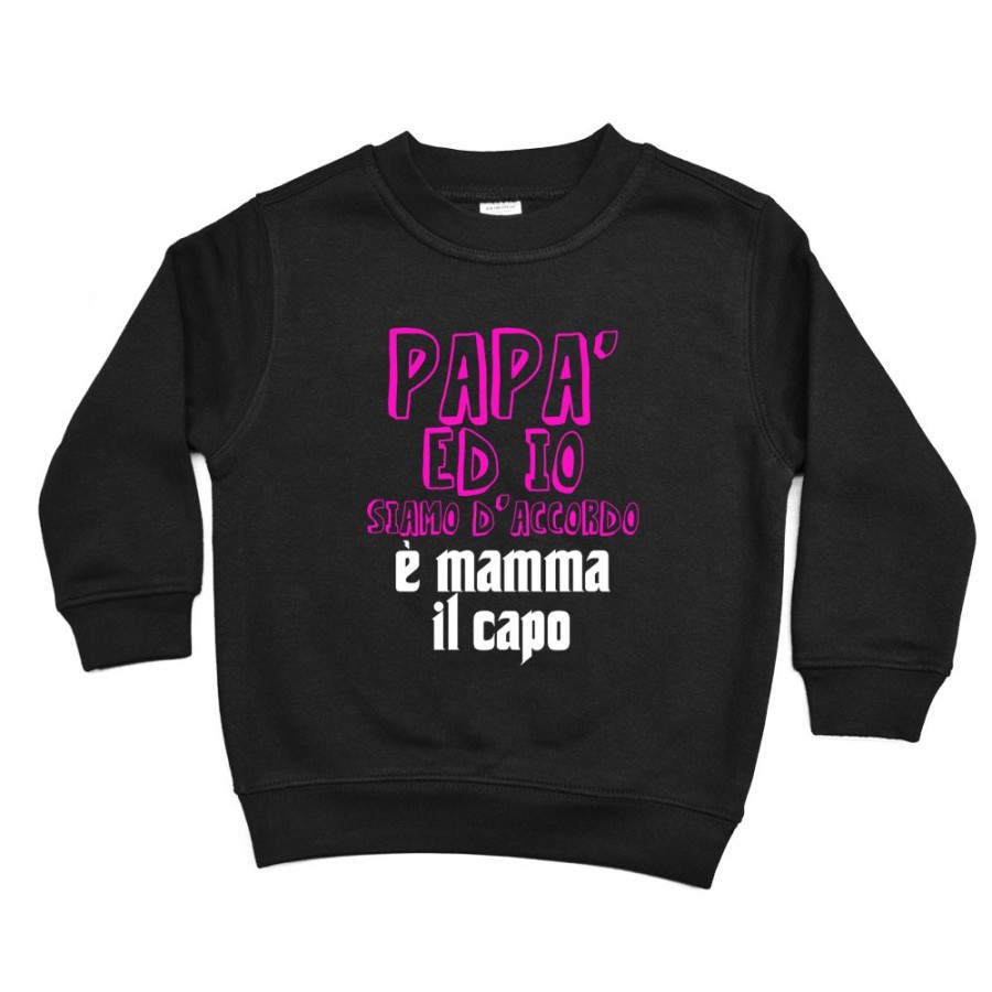 Felpa bambino papà ed io siamo d'accordo è mamma il capo Per la mamma