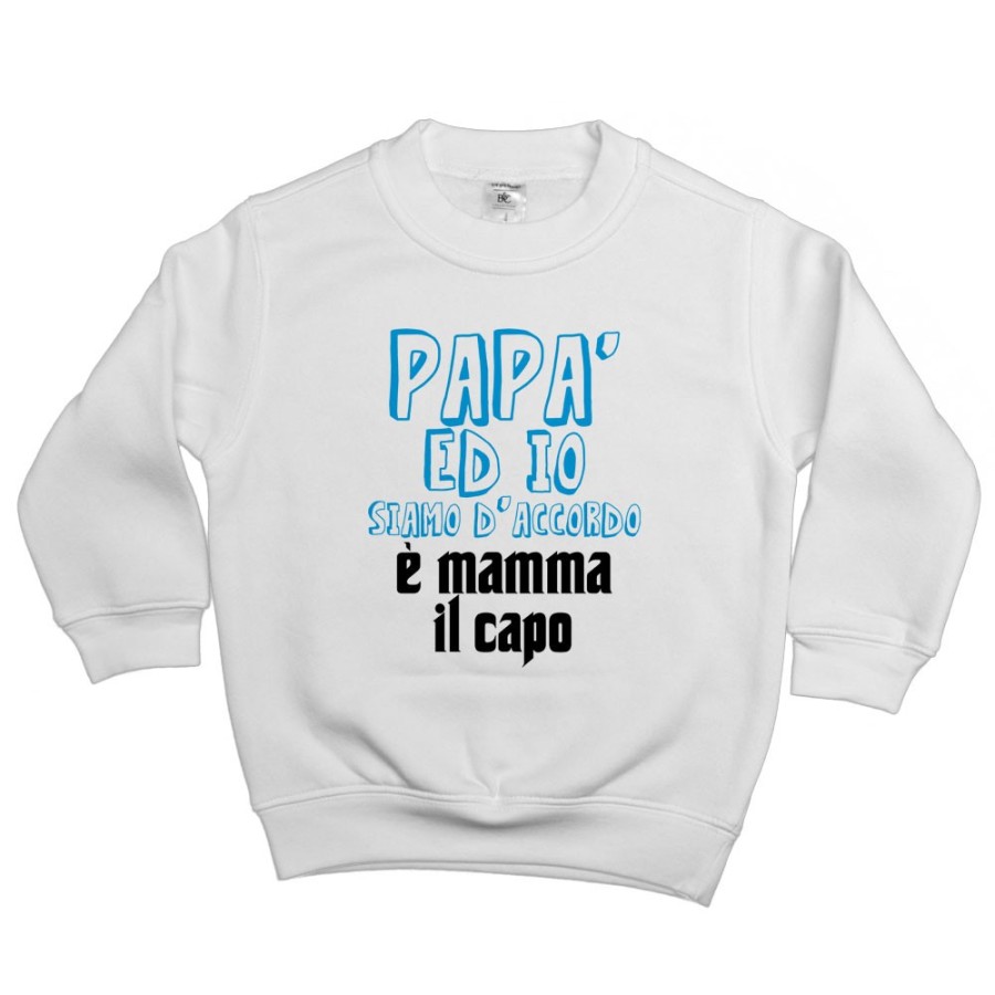 Felpa bambino papà ed io siamo d'accordo è mamma il capo Per la mamma