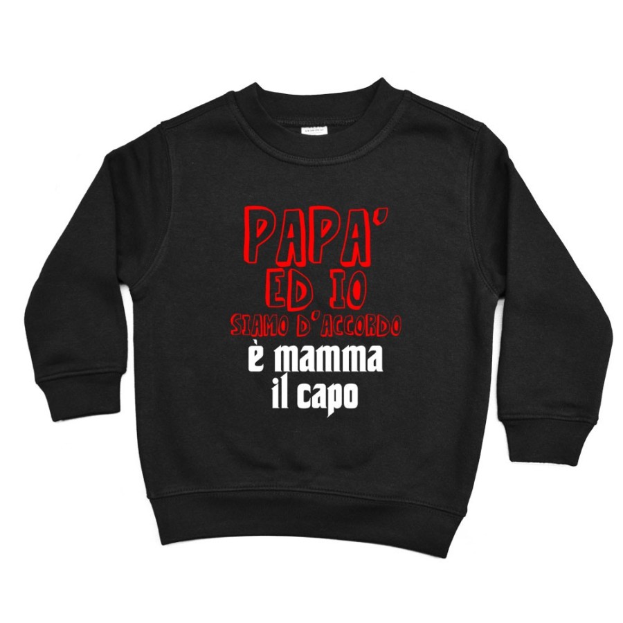 Felpa bambino papà ed io siamo d'accordo è mamma il capo Per la mamma