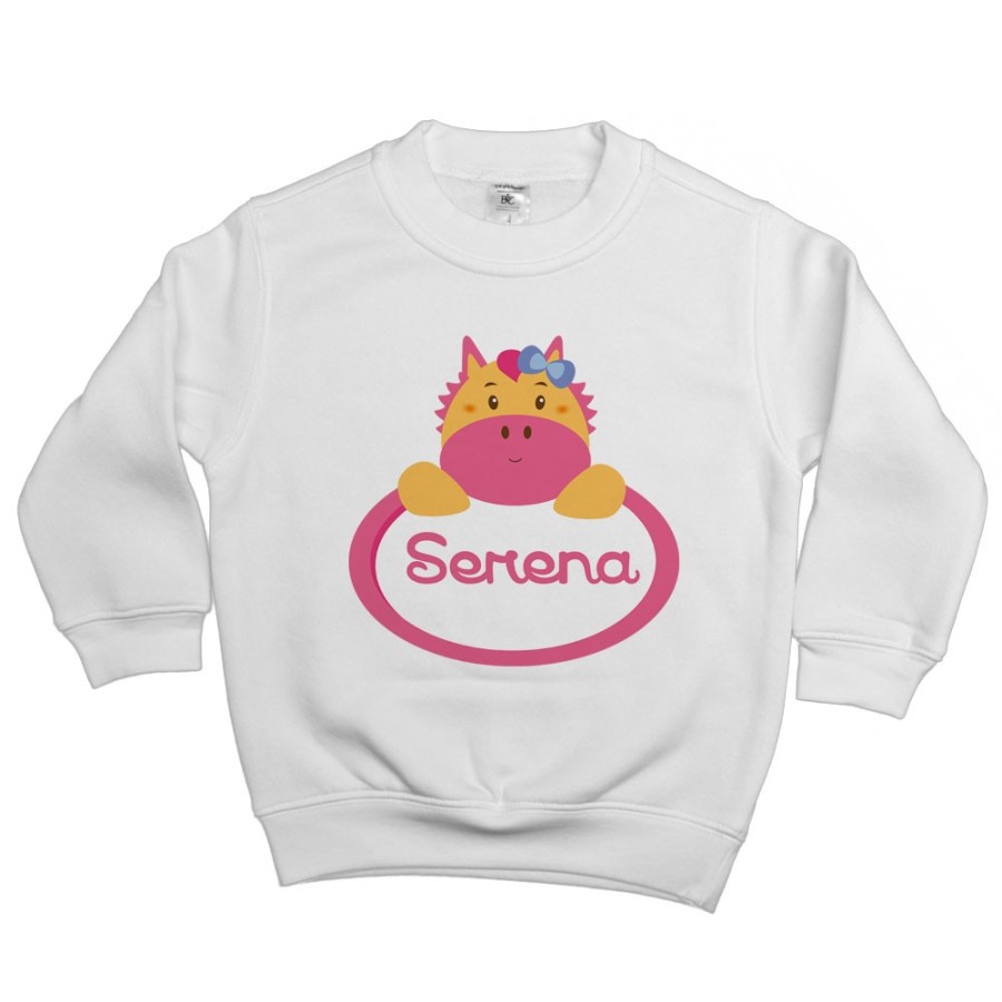 Felpa bambina personalizzata con nome cavalluccio Divertenti